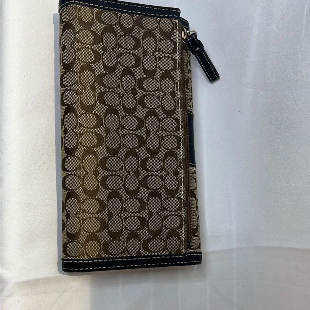 Coach Brown and Black Tri-Fold Wallet